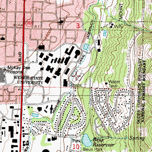 Topographic Map of Stewart Stadium, UT