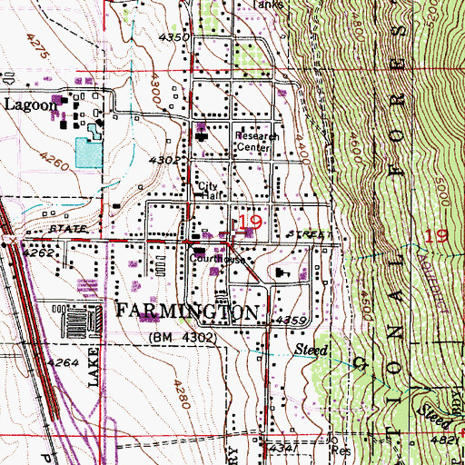 Topographic Map of Farmington Post Office, UT