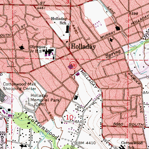 Topographic Map of Holladay Post Office, UT