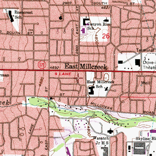 Topographic Map of Millcreek Post Office, UT