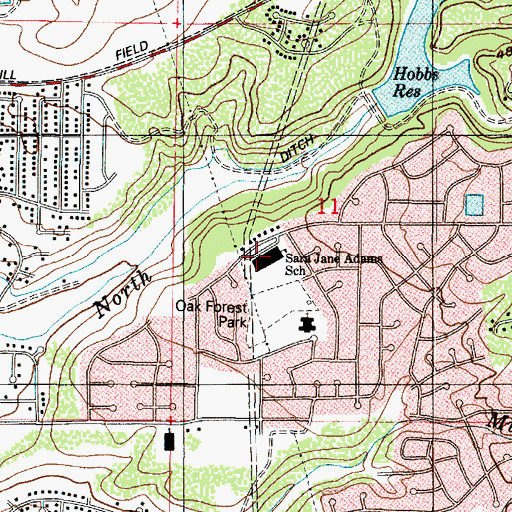 Topographic Map of Adams Elementary School, UT