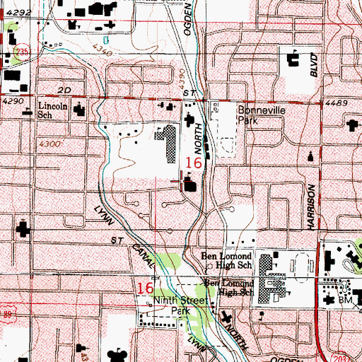 Topographic Map of Bonneville Elementary School, UT