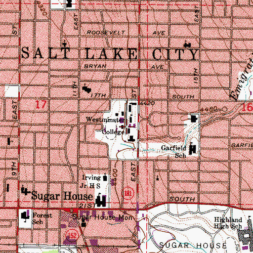Topographic Map of Bamberger Hall, UT