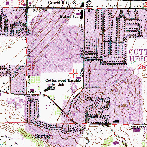 Topographic Map of Cottonwood Heights Recreation Center, UT