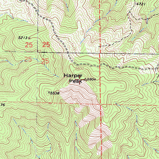 Topographic Map of Harper Peak, CA