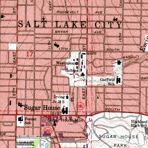 Topographic Map of Dolores Dore Eccles Plaza, UT