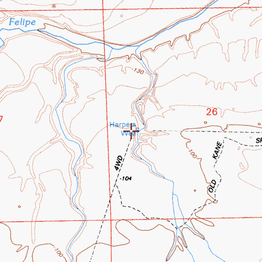 Topographic Map of Harpers Well, CA