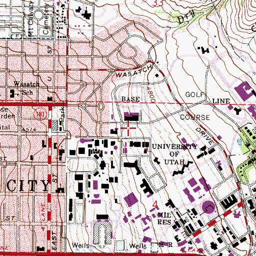 Topographic Map of John and Marva Warnock Engineering Building, UT