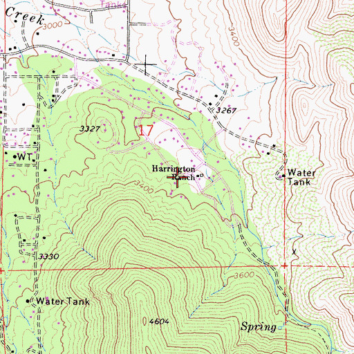 Topographic Map of Harrington Ranch, CA