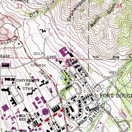 Topographic Map of L S Skaggs Pharmacy Building, UT
