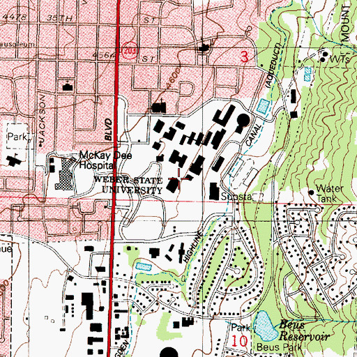 Topographic Map of Lampros Hall, UT