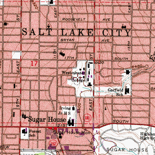 Topographic Map of Malouf Hall, UT