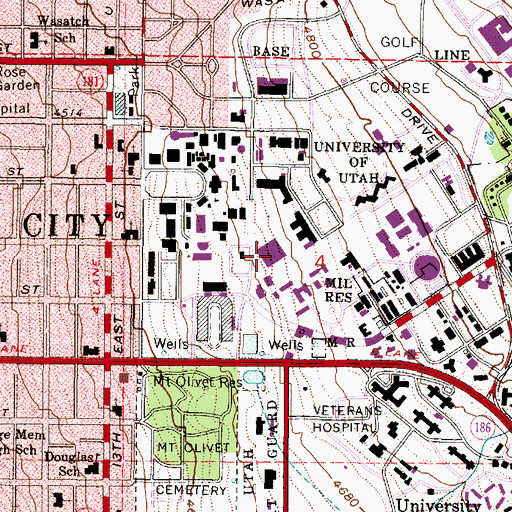 Topographic Map of Marriott Library, UT