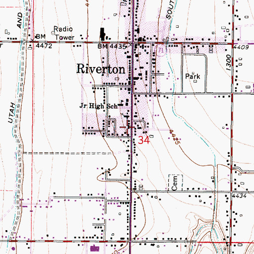 Topographic Map of Riverton Community Center, UT