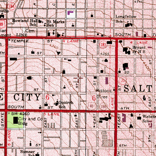 Topographic Map of Salt Lake City Fire Department Fire Station 1, UT