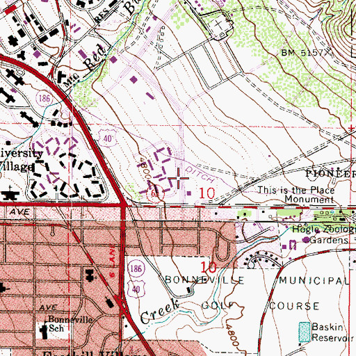 Topographic Map of Salt Lake City Fire Station Number 10, UT