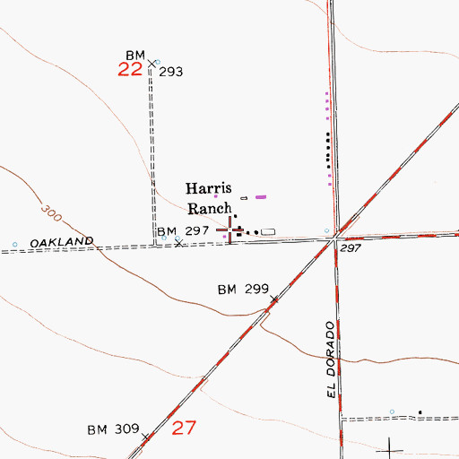 Topographic Map of Harris Ranch, CA