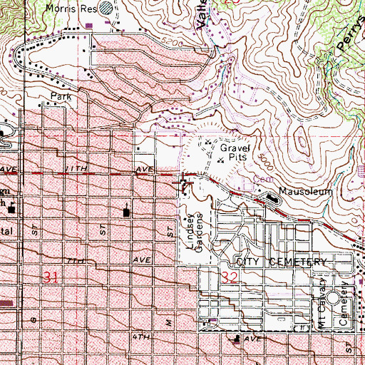 Topographic Map of Salt Lake City Fire Station Number 4, UT