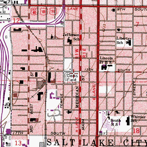 Topographic Map of Salt Lake City Fire Station Number 8, UT