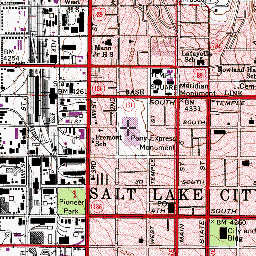 Topographic Map of Salt Palace Convention Center, UT