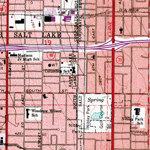 Topographic Map of South Salt Lake Library, UT