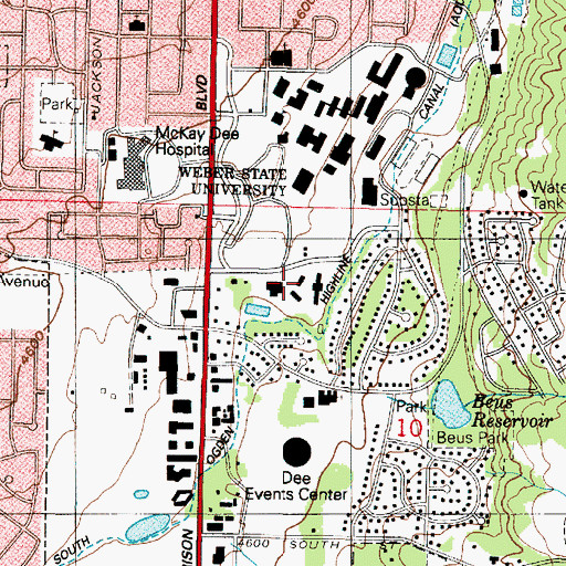 Topographic Map of Stansbury Hall, UT