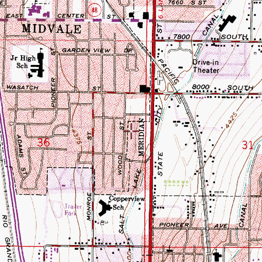 Topographic Map of Taylor Library, UT