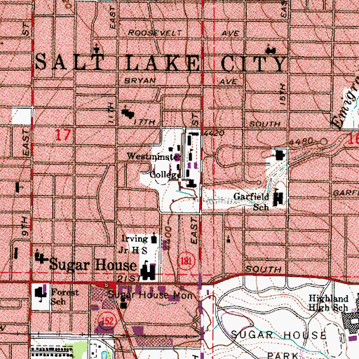 Topographic Map of Walker Hall, UT
