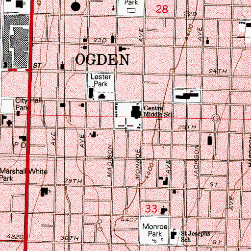 Topographic Map of Weber County Library, UT