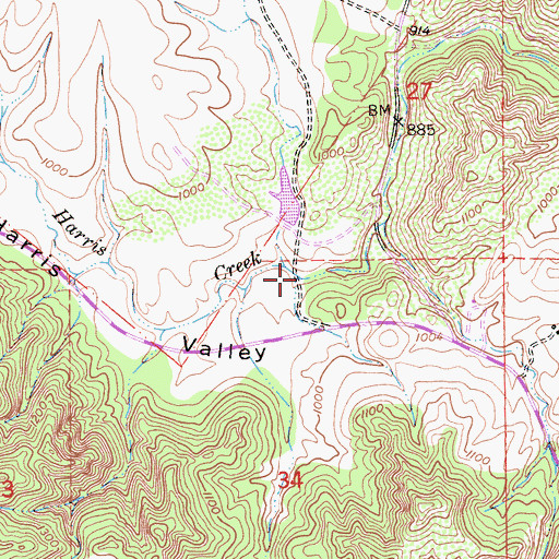 Topographic Map of Harris Valley, CA