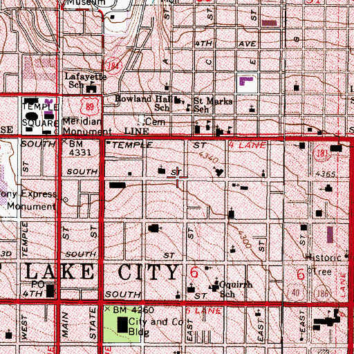 Topographic Map of Corporation Episcopal Church in Utah, UT