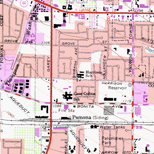 Topographic Map of Harrison Elementary School, CA