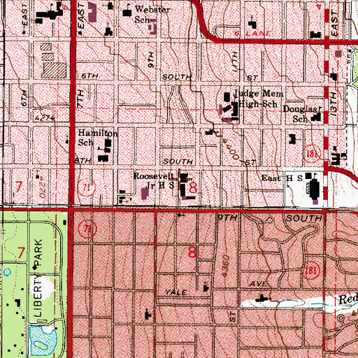 Topographic Map of Rowland Hall-Saint Marks Middle School, UT