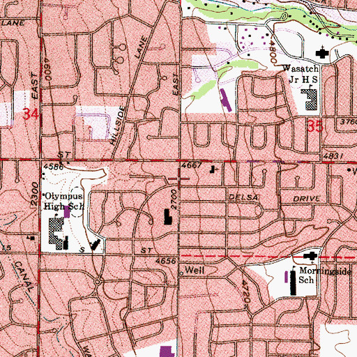 Topographic Map of Salt Lake Community College Millcreek Campus, UT