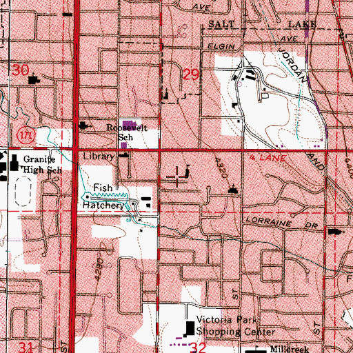Topographic Map of Salt Lake Junior Academy, UT