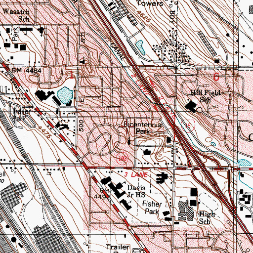 Topographic Map of South Clearfield Elementary School, UT