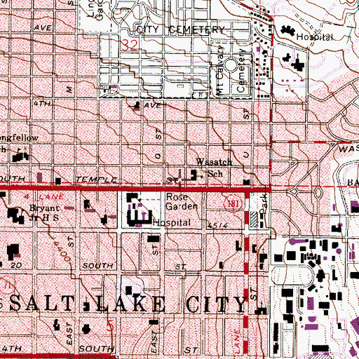 Topographic Map of Wasatch Elementary School, UT