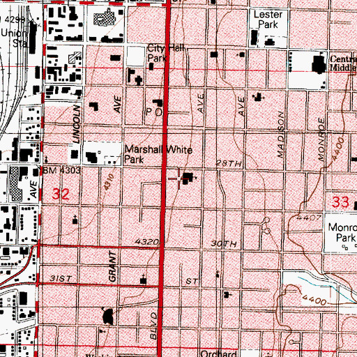 Topographic Map of George Washington High School, UT