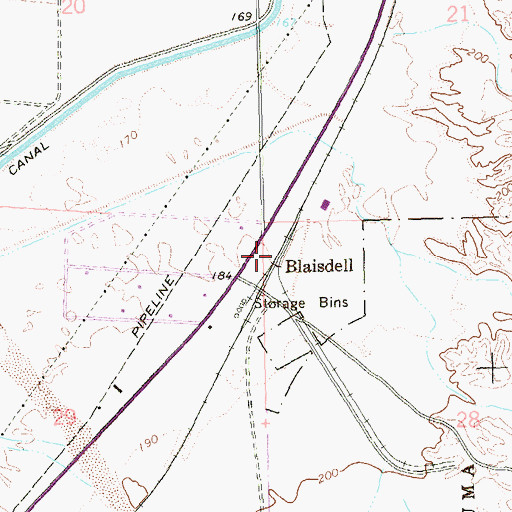 Topographic Map of Blaisdell, AZ