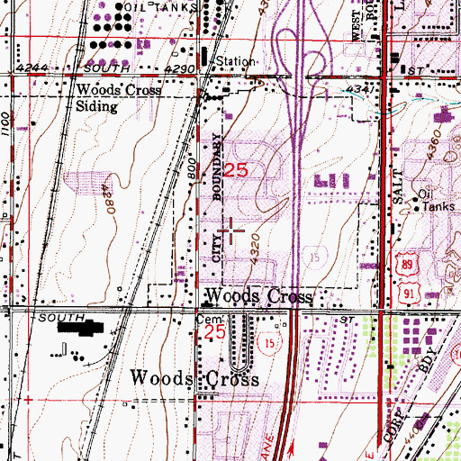 Topographic Map of Woods Cross Elementary School, UT