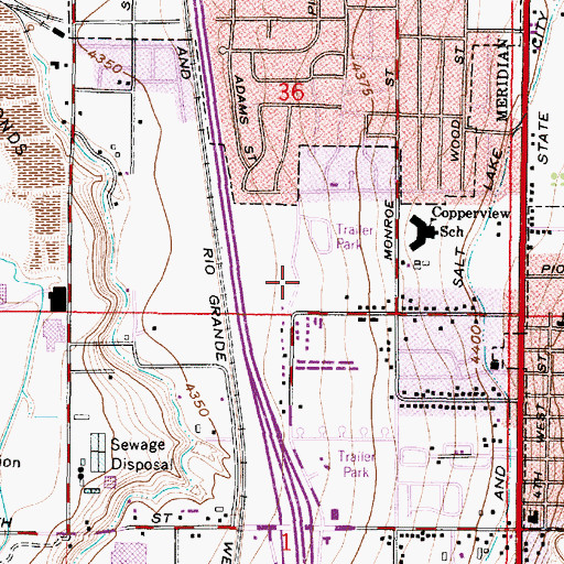 Topographic Map of Copperview Center, UT