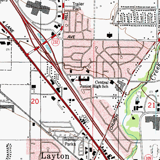 Topographic Map of Crestview Elementary School, UT