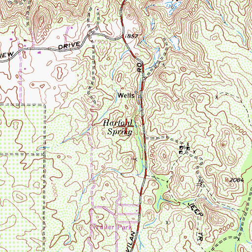 Topographic Map of Harford Spring, CA