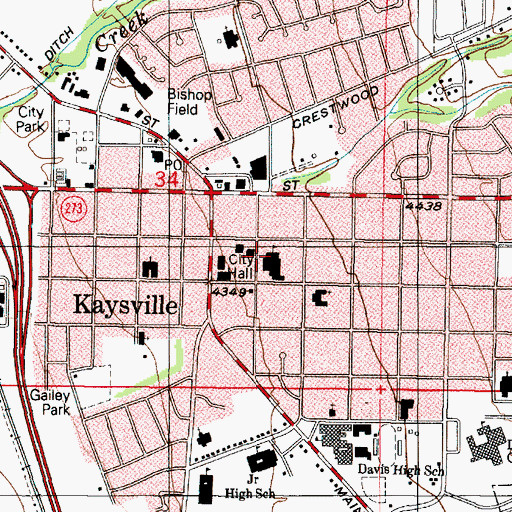 Topographic Map of Kaysville Elementary School, UT