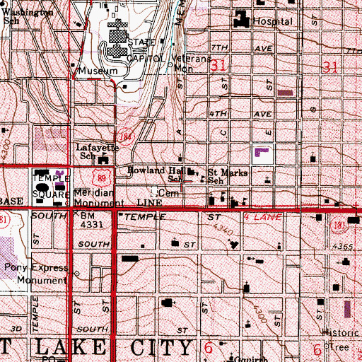 Topographic Map of Madeleine Choir School, UT