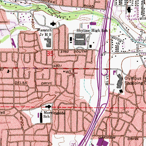 Topographic Map of Mount Olympus Christian Child Development Center, UT