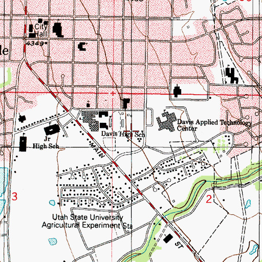 Topographic Map of Mountain High School, UT