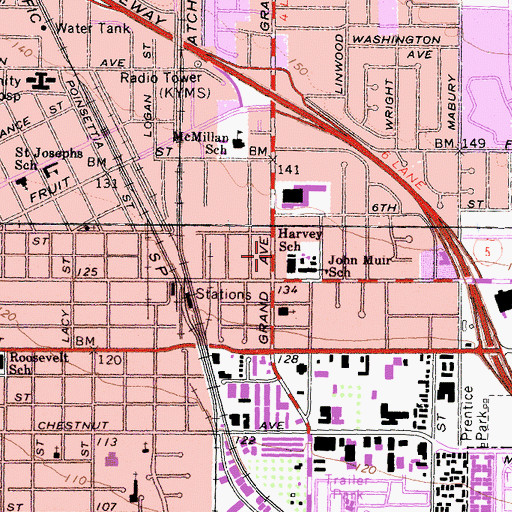 Topographic Map of Harvey School, CA