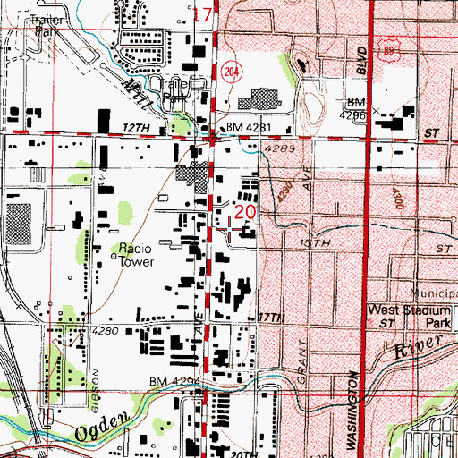 Topographic Map of Ogden Preparatory Academy - Elementary School, UT