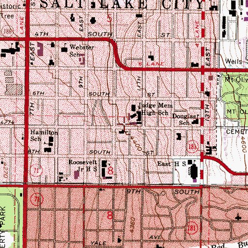 Topographic Map of Our Lady of Lourdes Catholic School, UT